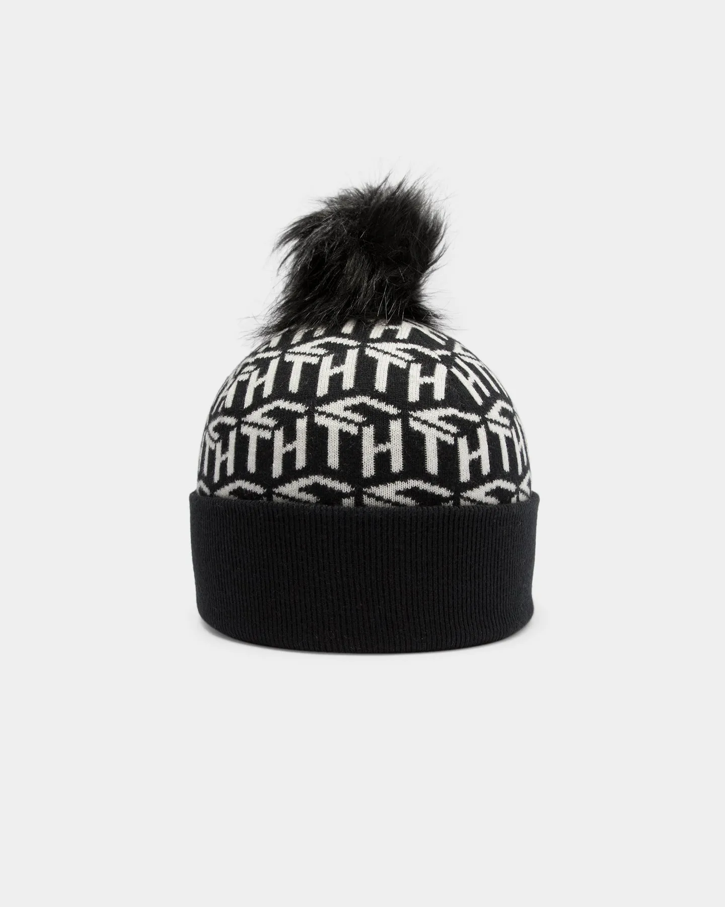 Tommy Jeans Men's Cube Knit Pom Beanie Black/White