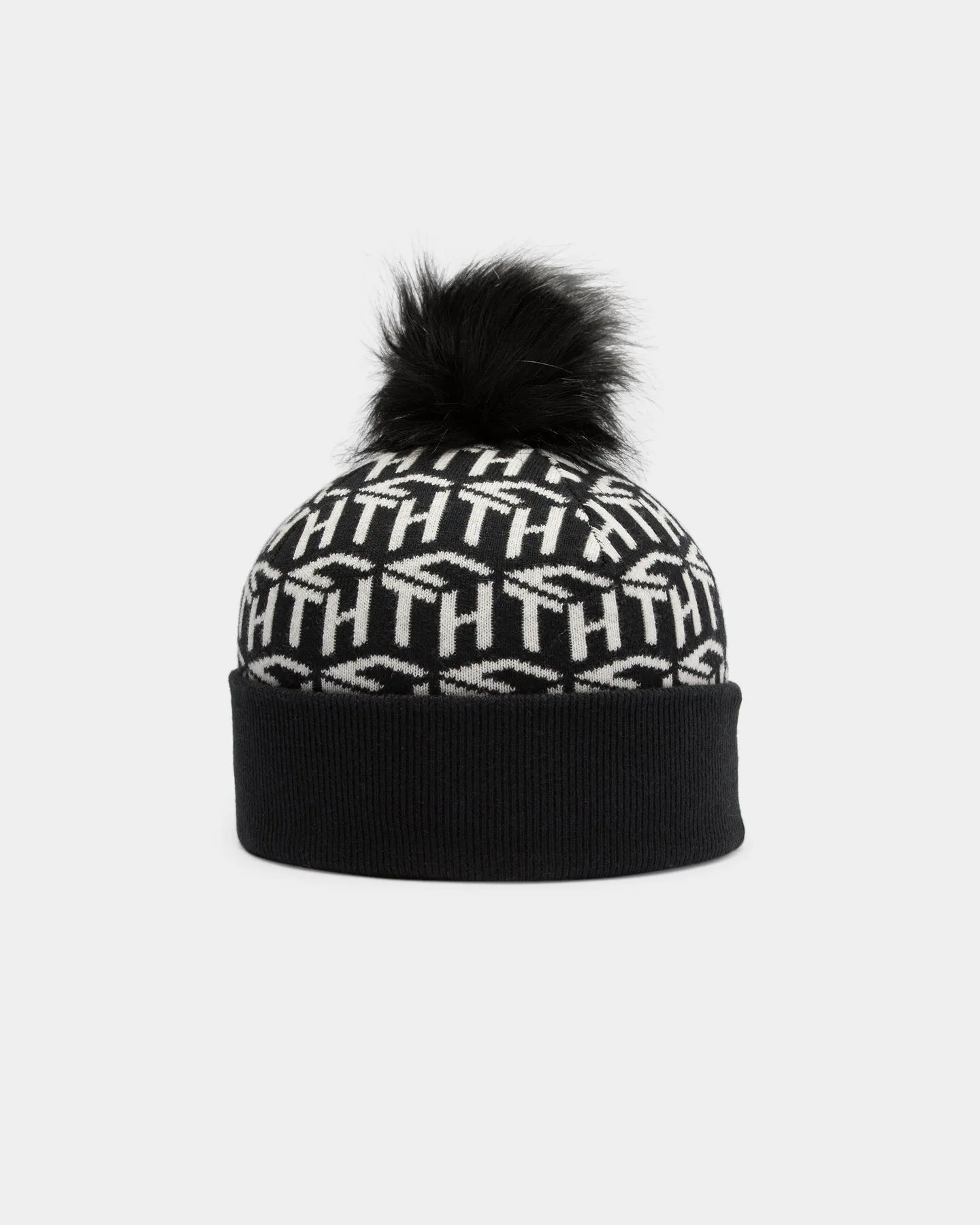 Tommy Jeans Men's Cube Knit Pom Beanie Black/White