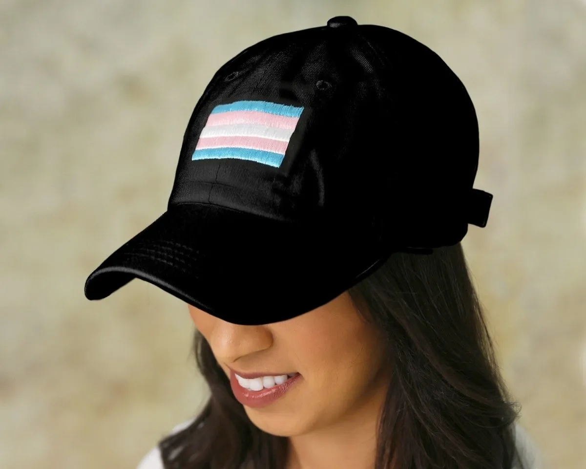 Transgender Flag Baseball Hats in Black