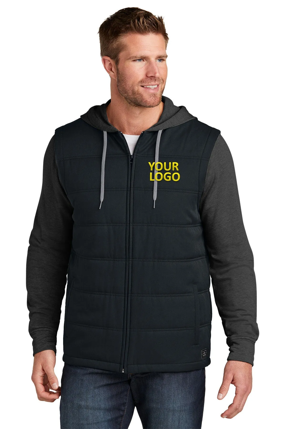 TravisMathew Tides Up Hooded Custom Jackets, Black/ Black Heather