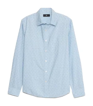 Washed Cotton Poplin Shirt Blue Mini Geo