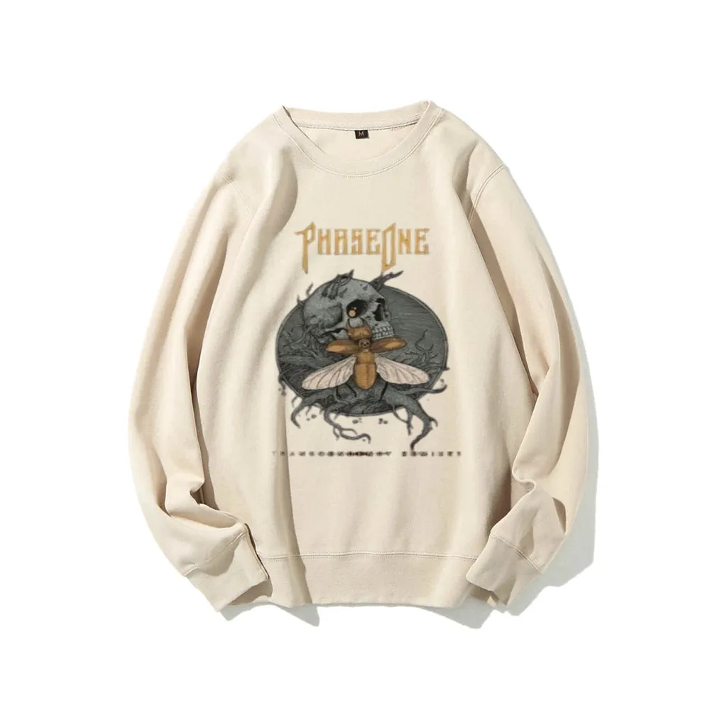 Women Vintage Bee Skull Graphic Sweatshirts