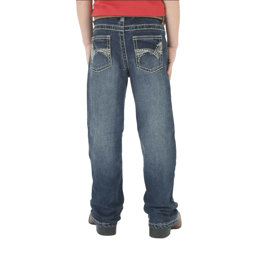 Wrangler Boy's Midland Medium Wash Slim Fit Stretch Vintage Boot Cut Jeans