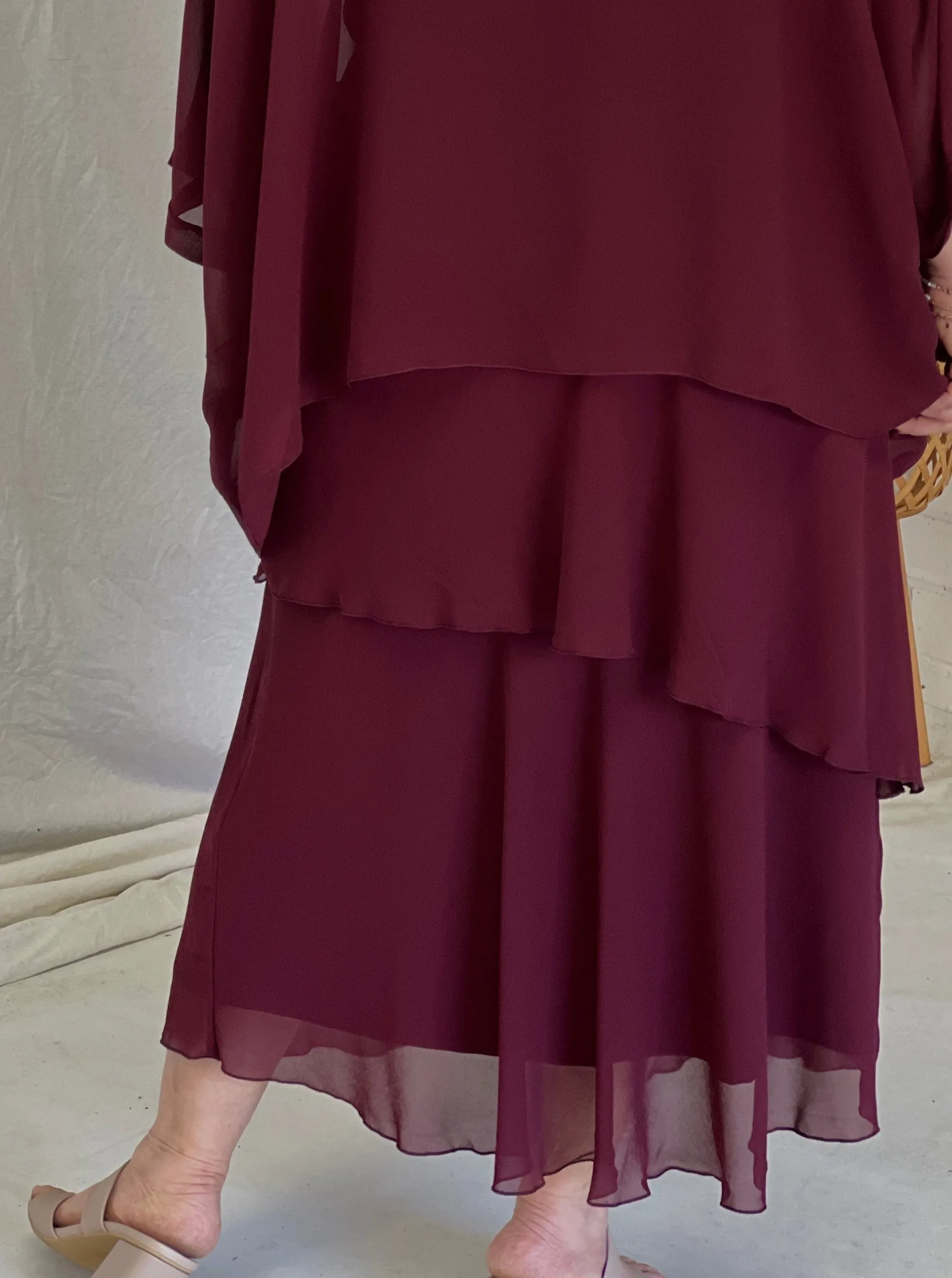 Xander Burgundy Evening Skirt