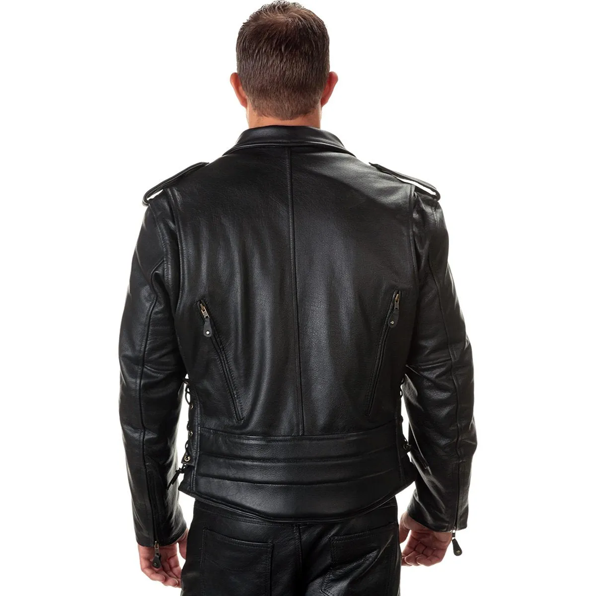 Xelement B7210 Men's 'Cool Rider' Black Vented Leather Motorcycle Jacket